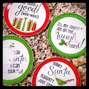 Christmas Cocktail/Appetizer Plate Set! New! FUN!